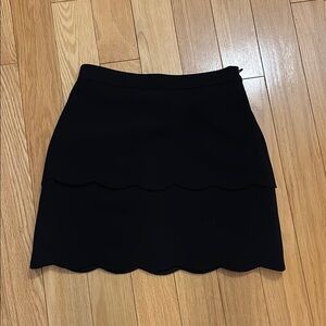 Black Scalloped Mini Skirt